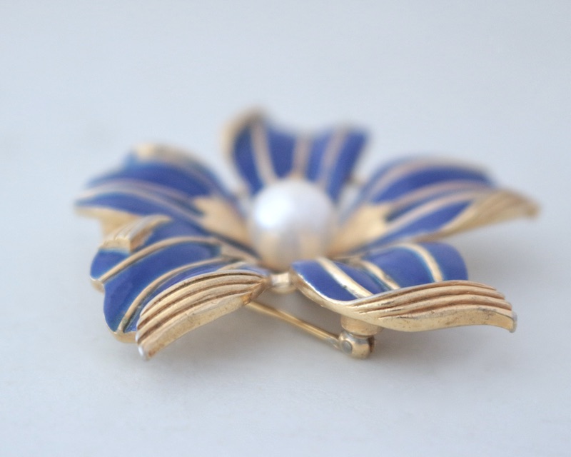 Enamel Flower Brooch